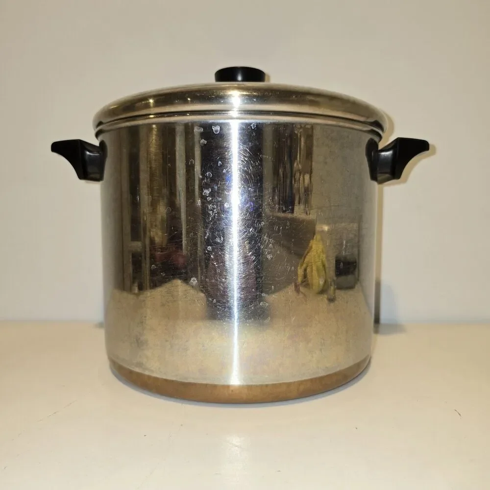 REVERE WARE 8 Qt Stockpot & Lid Copper Bottom 1801 USA VTG Clean